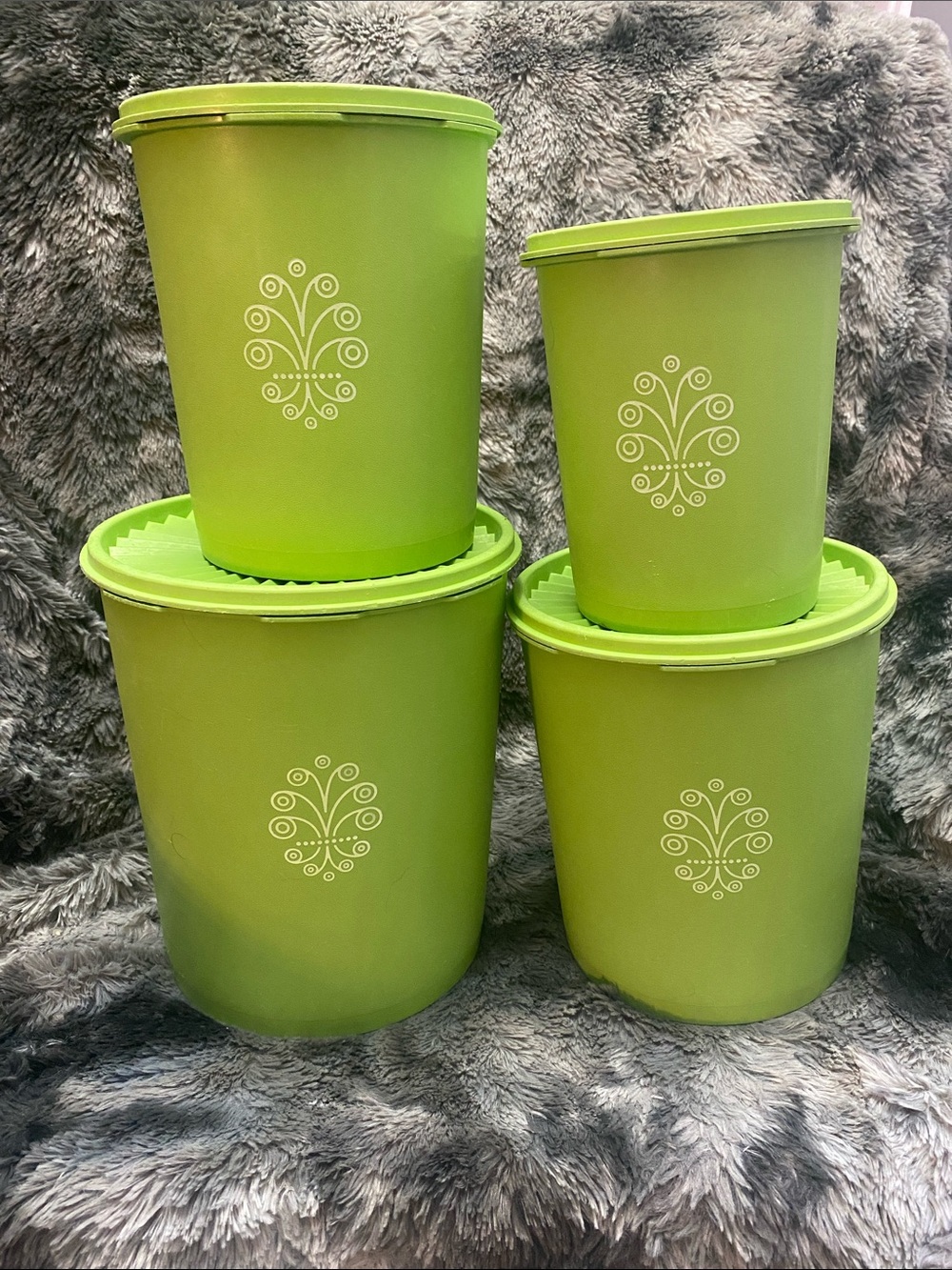 Vintage Tupperware Canister Set Sunburst Lime Green